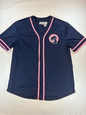 Navy Gloomy Bear Jersey with Pink Trim and Panda Logo